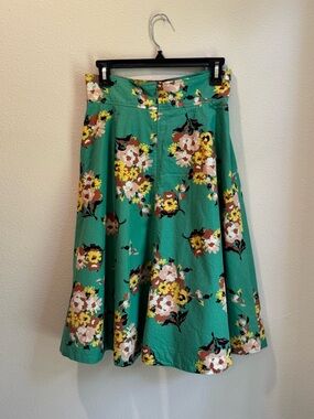 Plenty by Tracy Reese Green Floral A-Line Skirt